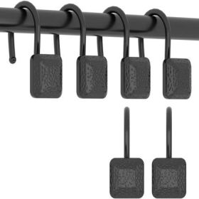 Black Shower Curtain Hook, Zinc Alloy Hook, 12 Piece Set